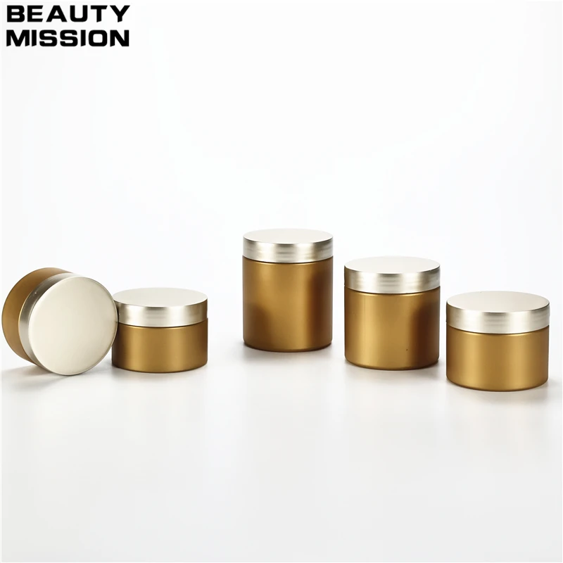 

100g-250g X 20 Frosted Gold Plastic Jars With Rose Gold Screw Lid Portable Cream Jar Cosmetic Ointment Pot Makeup Face Cream Box