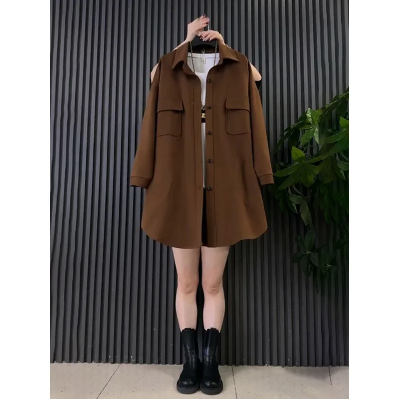 

SuperAen New Shirt Jacket Medium and Long Top Oversize Women's Clothing 2026 Long-sleeved Loose Shirt