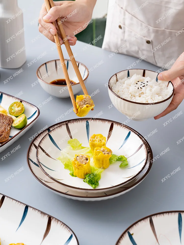 Ceramic Bowl and Dish Set Household Minimalist Bowl and Dish Creative Rice Bowl Plate Combination Tableware