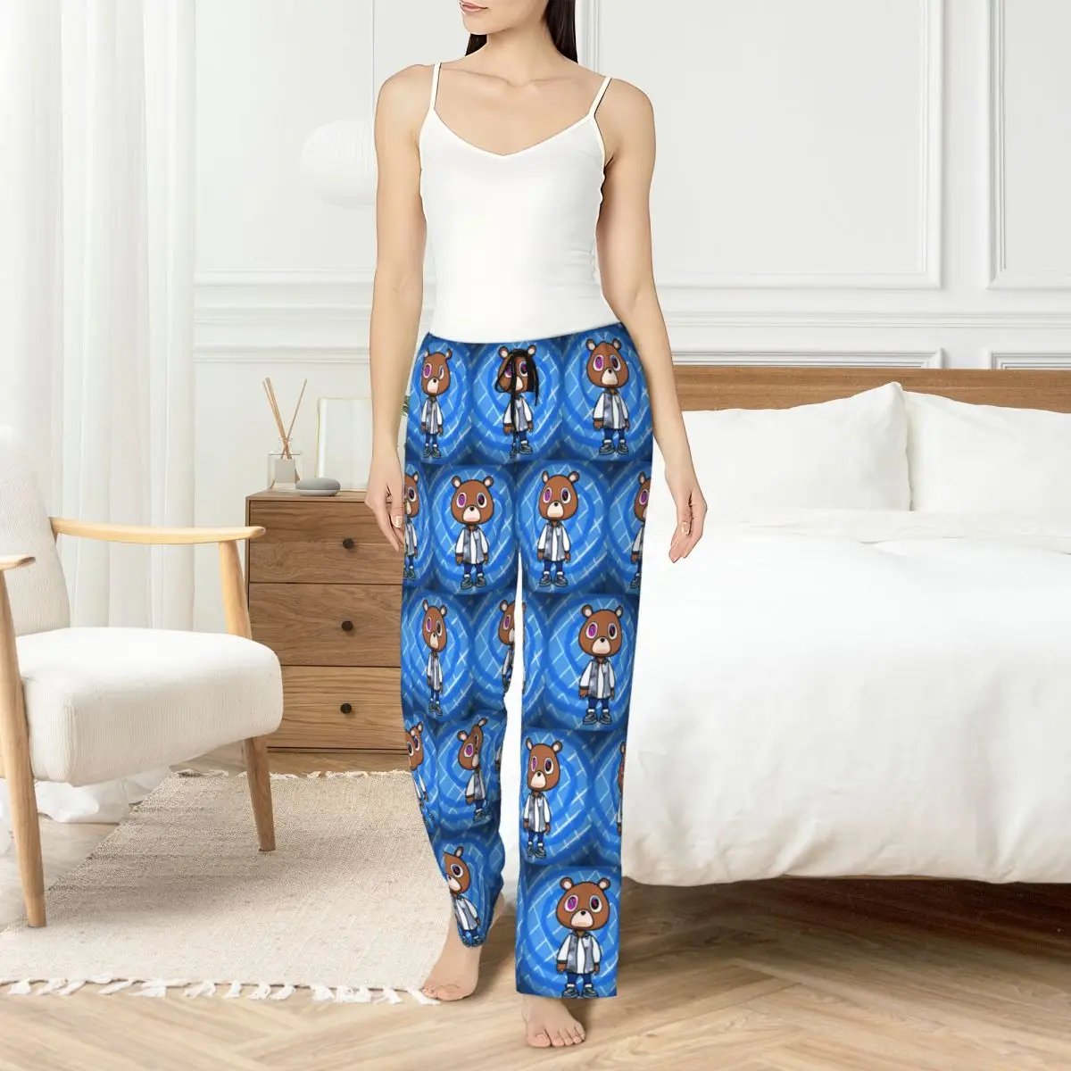 Custom Kanye West Pajama Pants for Women Cool Rapper Lounge Sleep Stretch Sleepwear Bottoms with Pockets