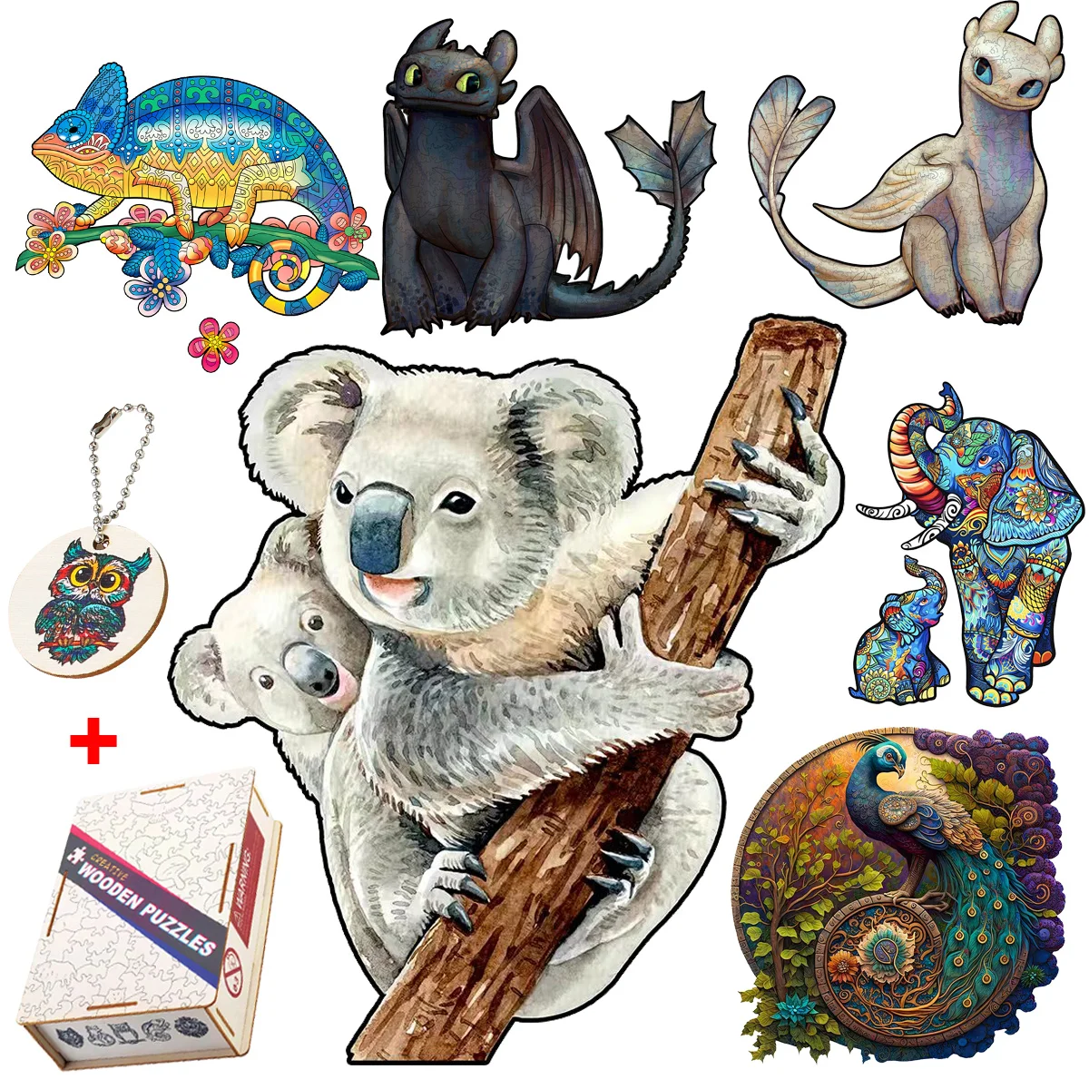 

Artistic Mysterious Animal Wooden Jigsaw Puzzles DIY Wood Craft Family Parent-child Educational Interactive Toys For Kids Adults