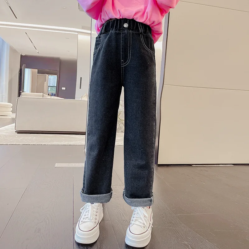 Loose Jeans Classic Straight-leg Long Pants For Girls Teen New Winter Jeans Girls' Pants For Spring/Autumn