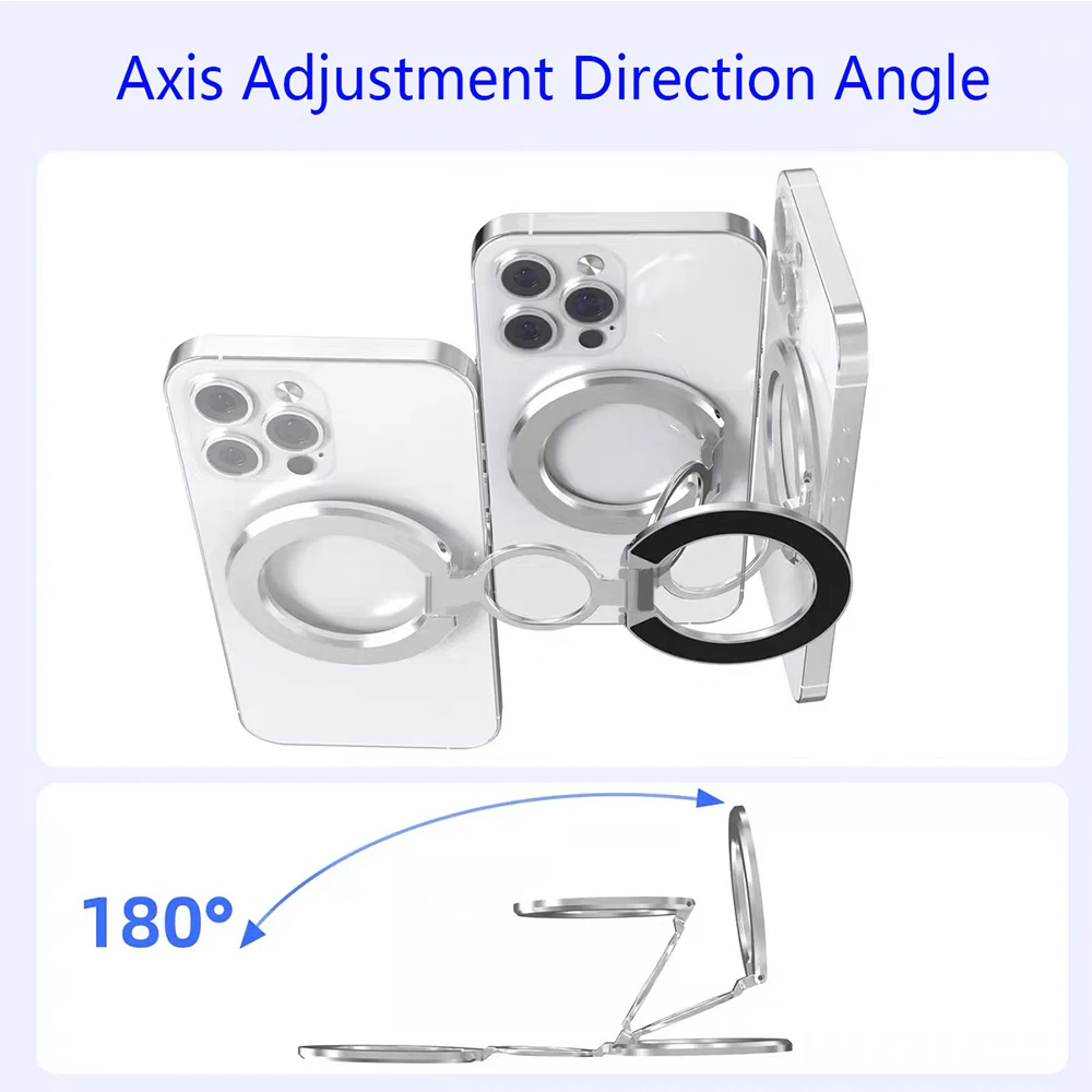 For Magsafe Magnetic Double Sided Magnetic Suction 1Pcs Strong Suction Rotating 360 Wall Stickers Everywhere Folding Ring Phone