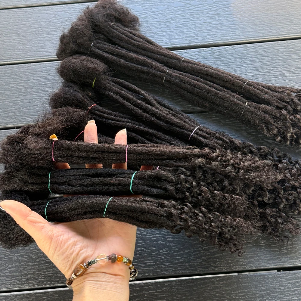 اليدوية مجعد الذيل أقفال تمديد الشعر البشري الطبيعي ملحقات Dreadlock مع أطراف مجعد 8-14 بوصة للنساء الرجال #4
