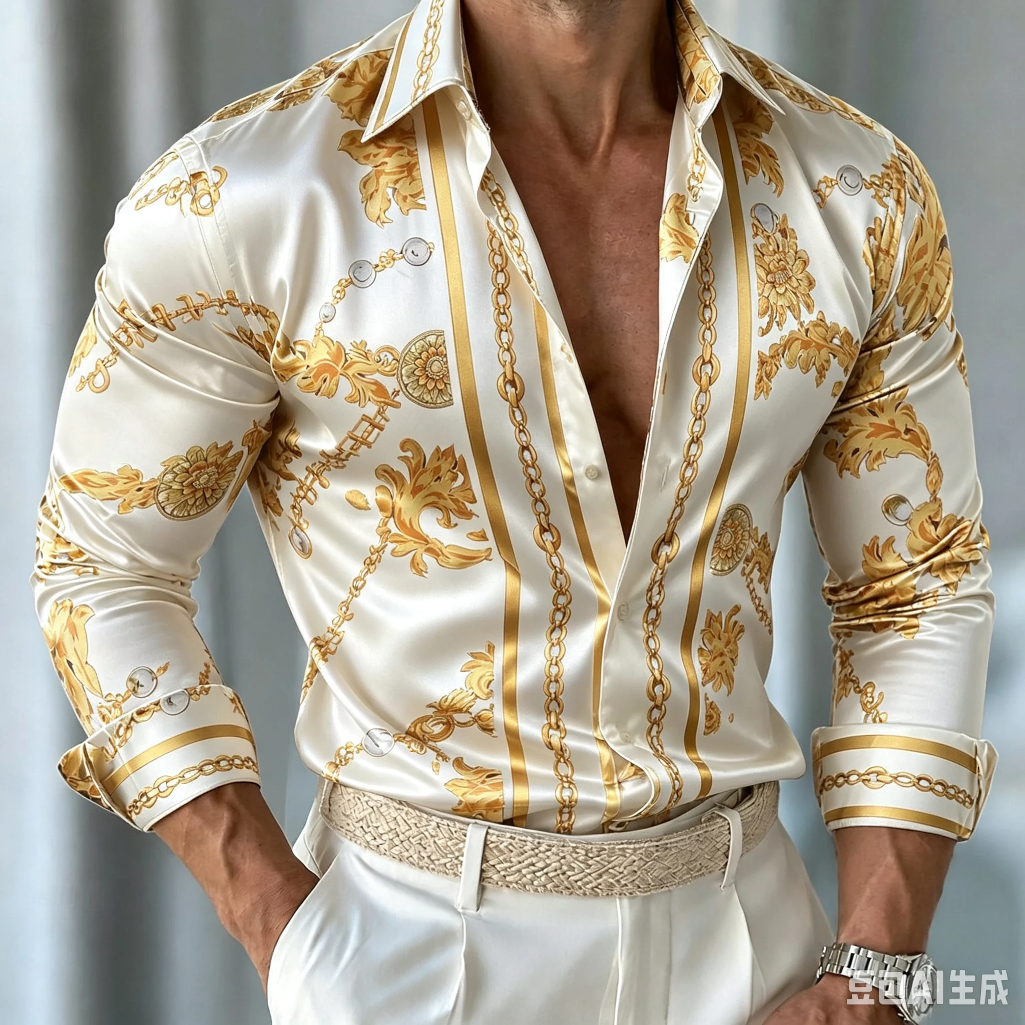 Kemeja Satin Motif Bunga Pria, - Men Formal Party Wear Shirt ulasan dan harga