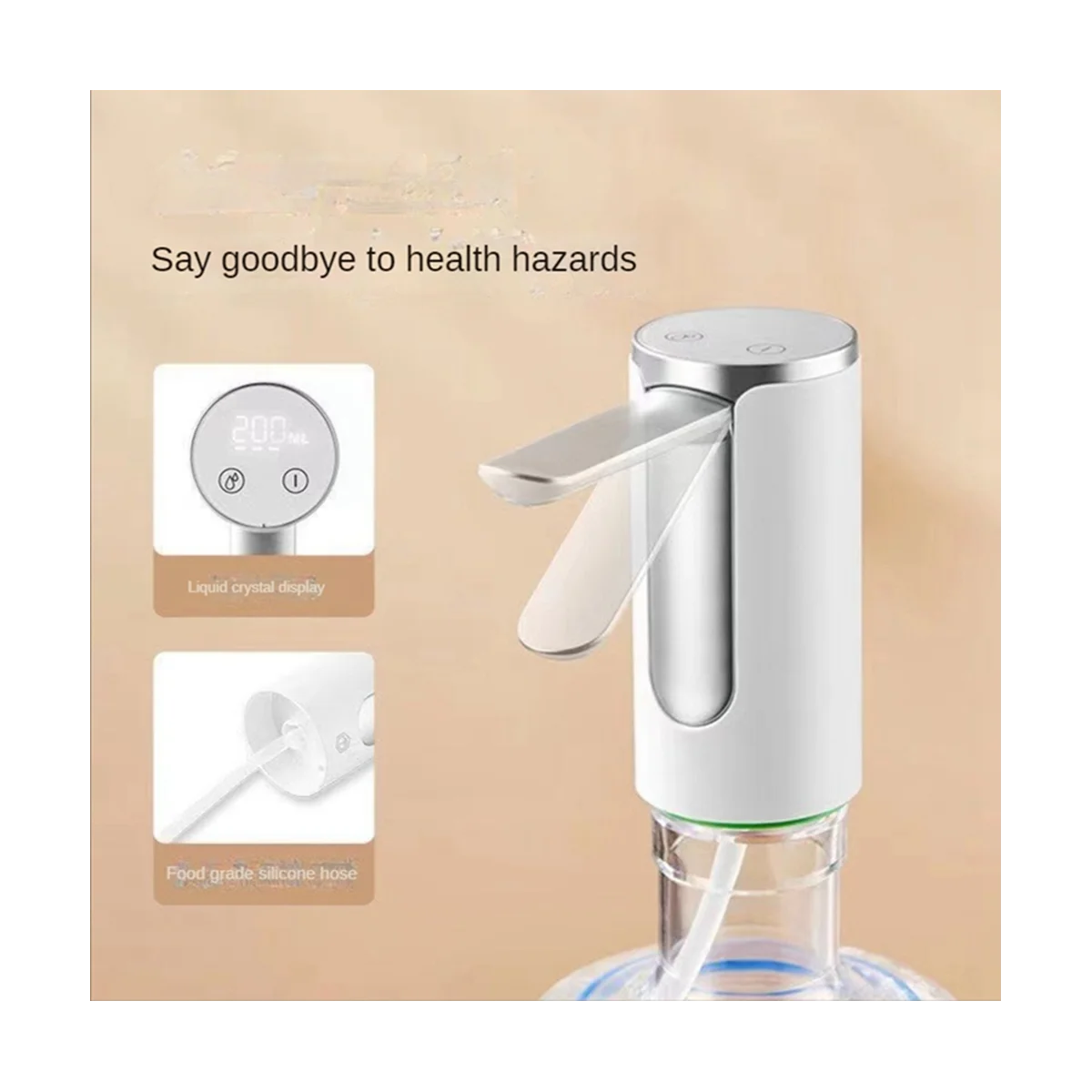 Pompe à Eau Électrique Pliable avec USB, Dispositif d'Aspiration, Distributeur pour Bouteille de 5 Gallons