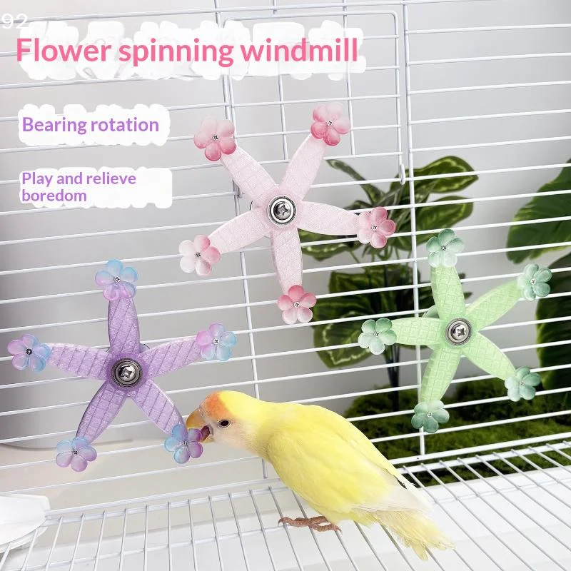 Jouet interactif rotatif en forme de moulin à vent pour perroquet, pour soulager l'ennui, stimulation mentale, divertissement, accessoire de cage à mâcher pour oiseaux