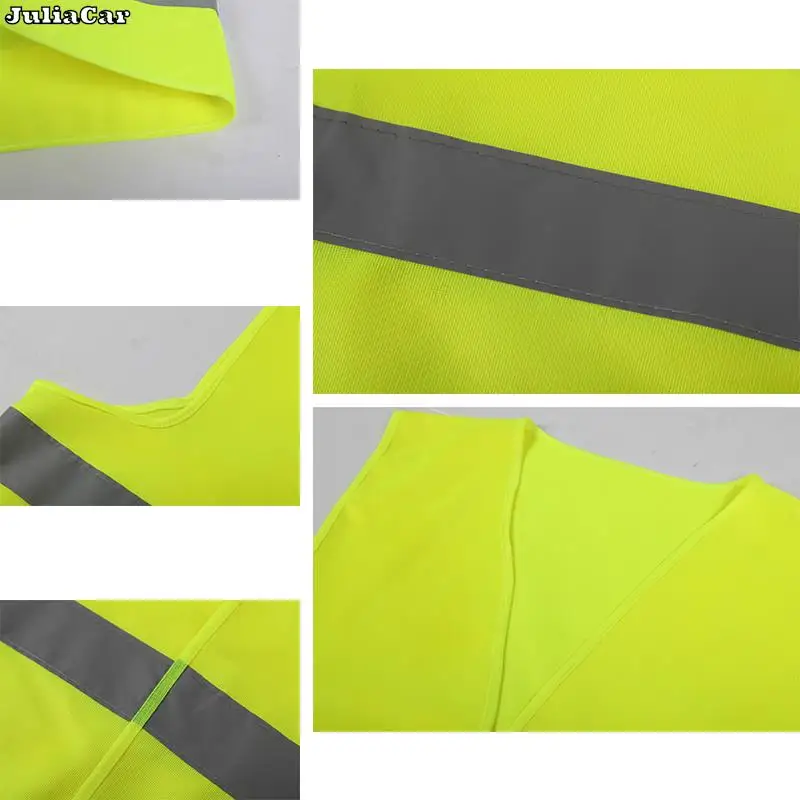 Neon Security Safety Vest High Visibility Reflective Stripes Orange & Yellow