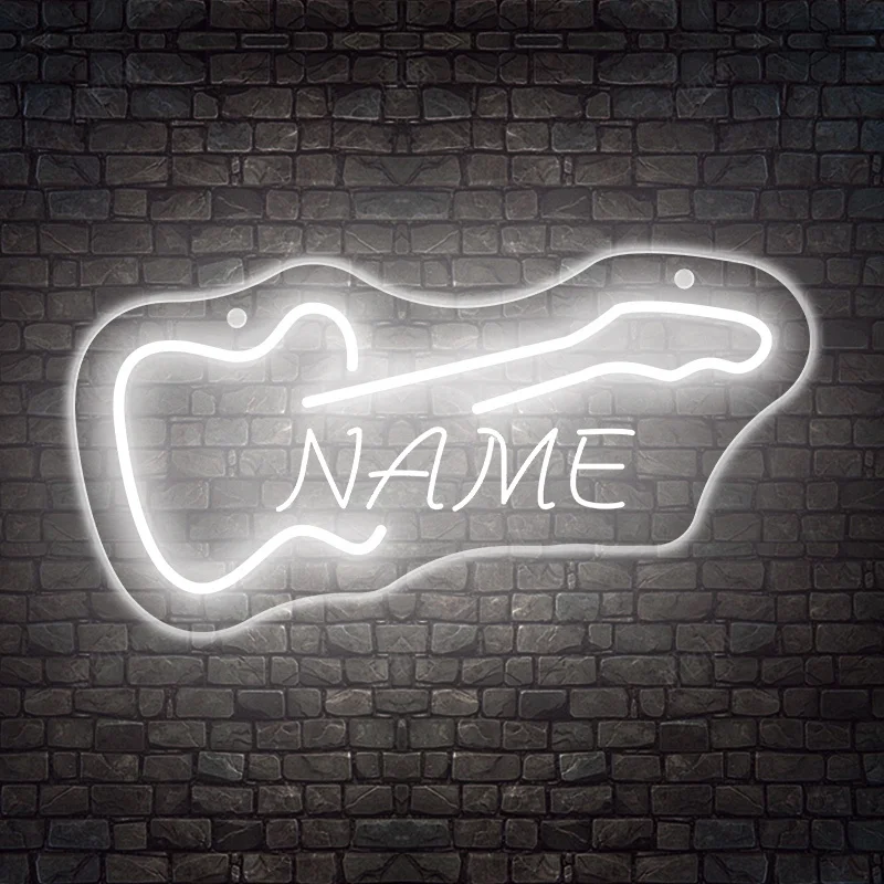 Benutzerdefiniertes Gitarren-Leuchtreklame – USB-betriebene LED-Wanddekoration, Drucktastensteuerung, Wandbehang für Studio/KTV/Band/Bar/Männerhöhle/Schlafzimmer