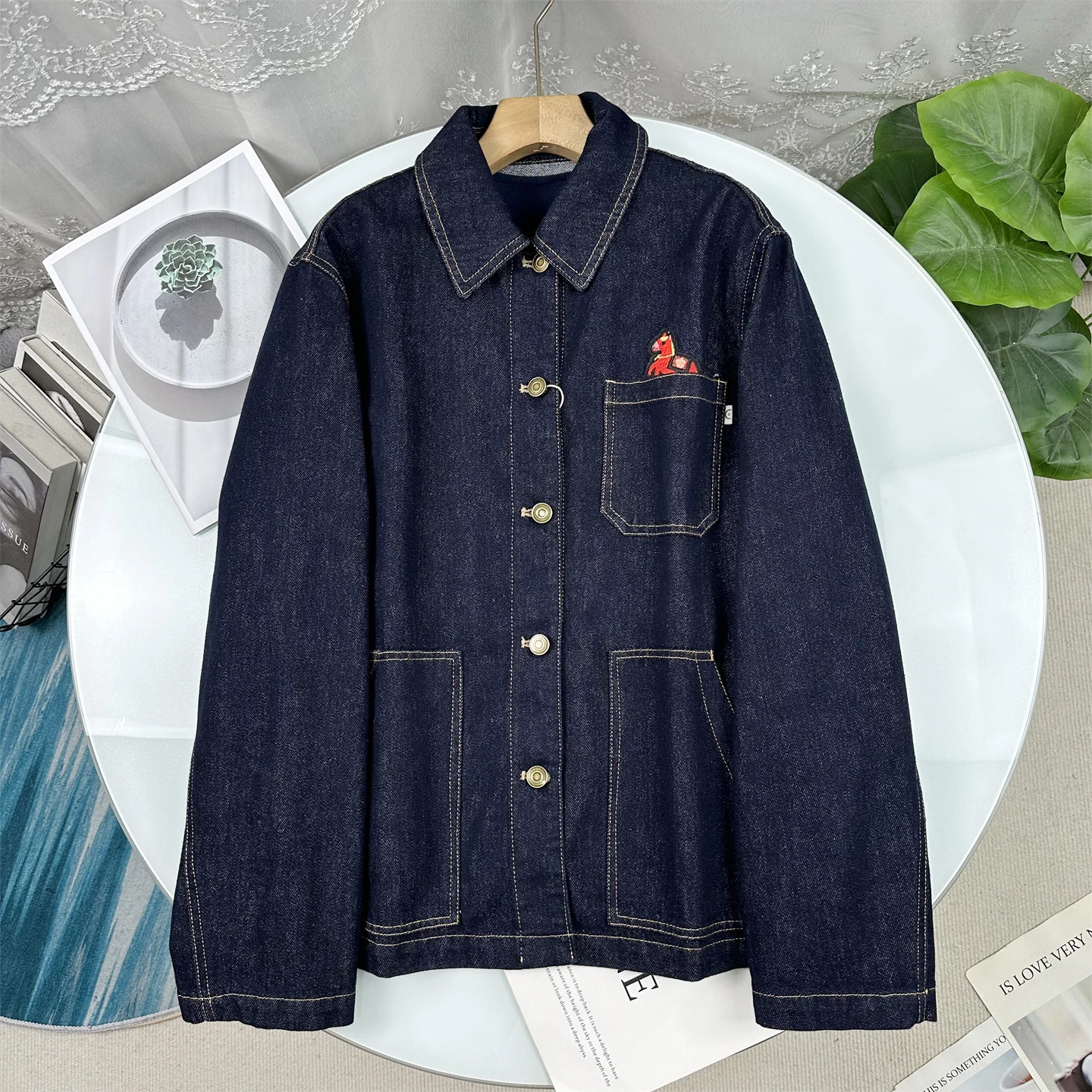 

New Year's Warrobe! He5900! Removable Inner Washed Denim Short Jacket for Women Spring Season Loose Fit Cotton Jeans F...