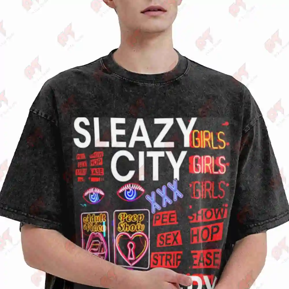 Soft Cell Sleazy City Synthpop Vintage Washed Tee Pure Cotton T-Shirt