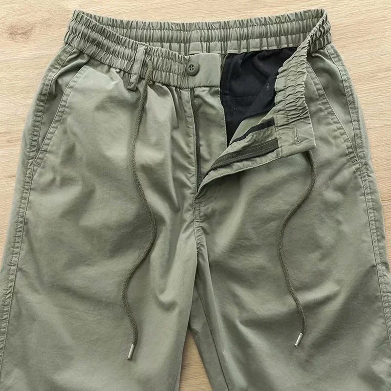 Men Casual Cargo Pants Breathable and Slightly Elastic Elastic Waist Slim Fit Fashion Spring Summer Sports Long Pants