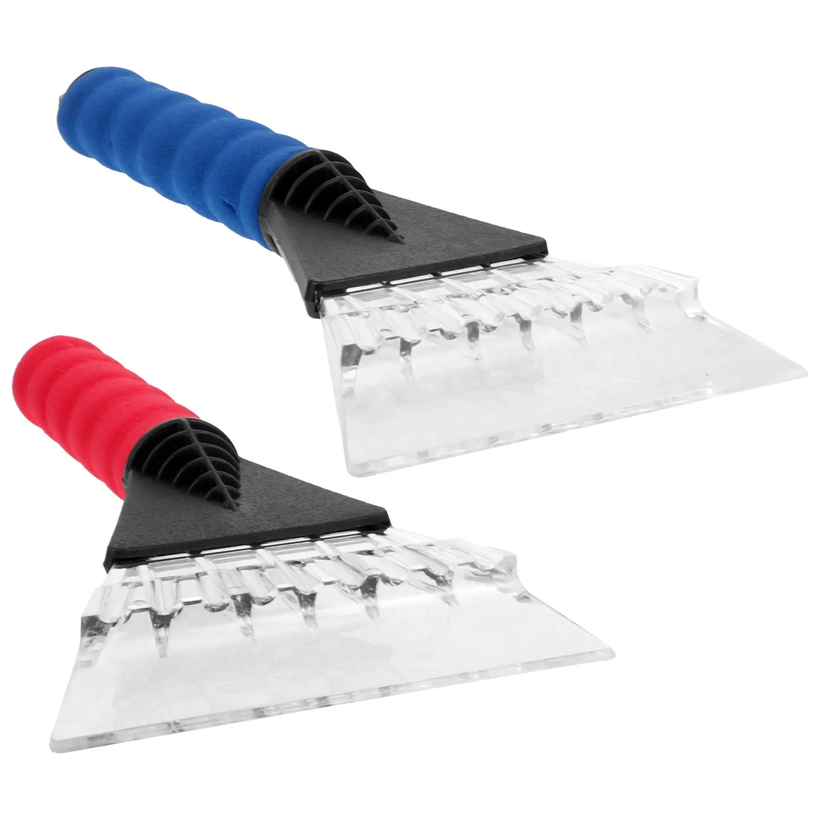2Pcs Snow Scraper for Car Windshield Ice and Snow Remover Plastic Spade End Curved Design Ergonomic Grip Rubber Sleeve