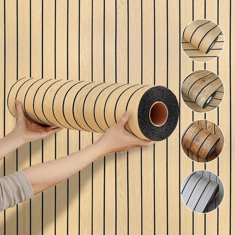 Self-adhesive Wall Stickers 3D Waterproof and Moisture-proof Grille Living Room Background Wall Wood Grain Wall Stickers
