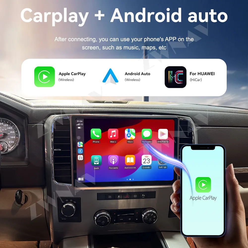 

Android 13 Carplay 13,1-дюймовый сенсорный экран для Dodge Ram 1500 2008-2012, автомобильное радио, GPS-навигация, мультимедийный плеер, головное устройство, авто