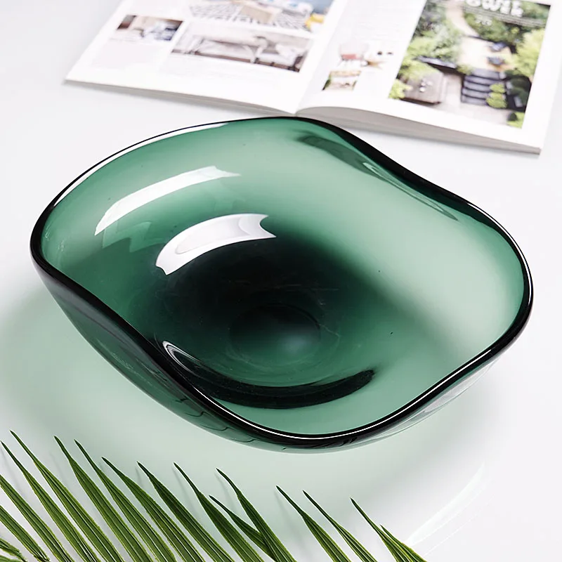 

Modern light luxury glazed fruit plate irregular simple creative wave large living room coffee table storage ornament