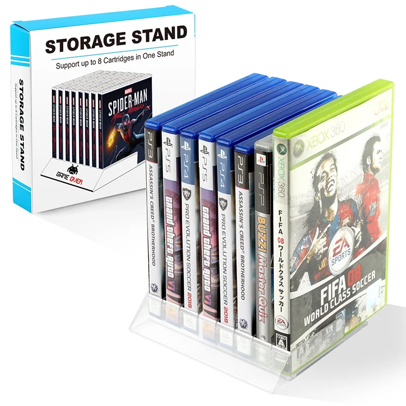 دعامة تخزين بطاقة الألعاب 8 في 1 لـ PS5، PS4، PS3، WIIU، صندوق تخزين بطاقة الأقراص المضغوطة لألعاب Xbox