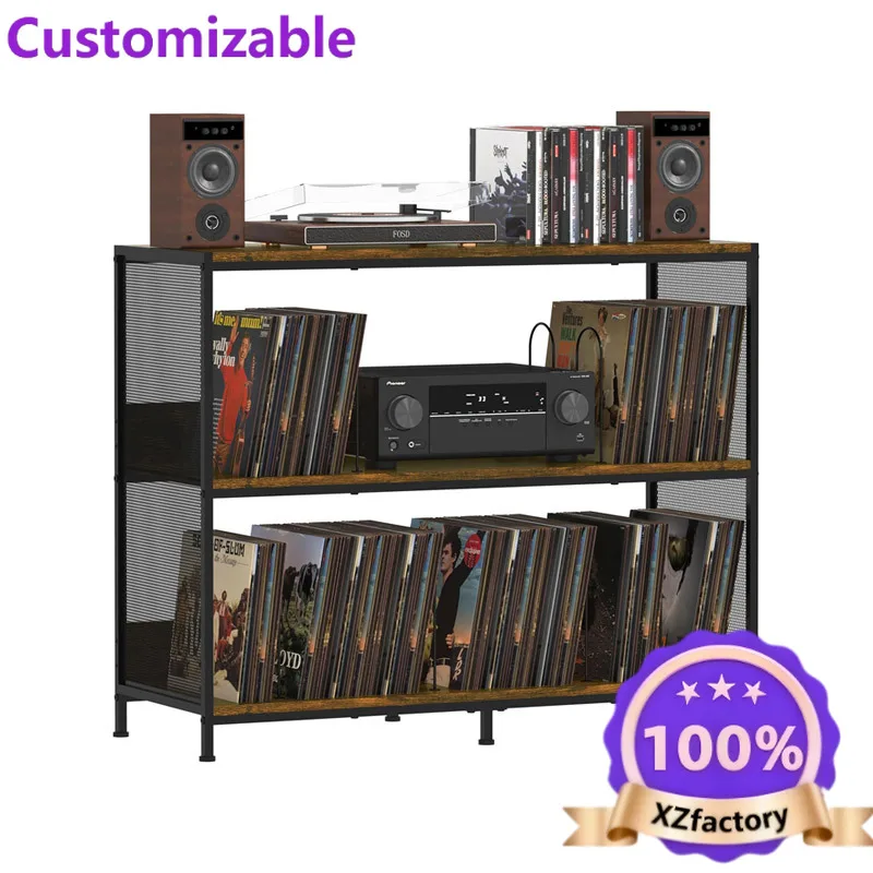 Factory Direct 2026 Record machine table, bilateral vinyl record storage rack, record machine shelf, iron and wood, combined wit