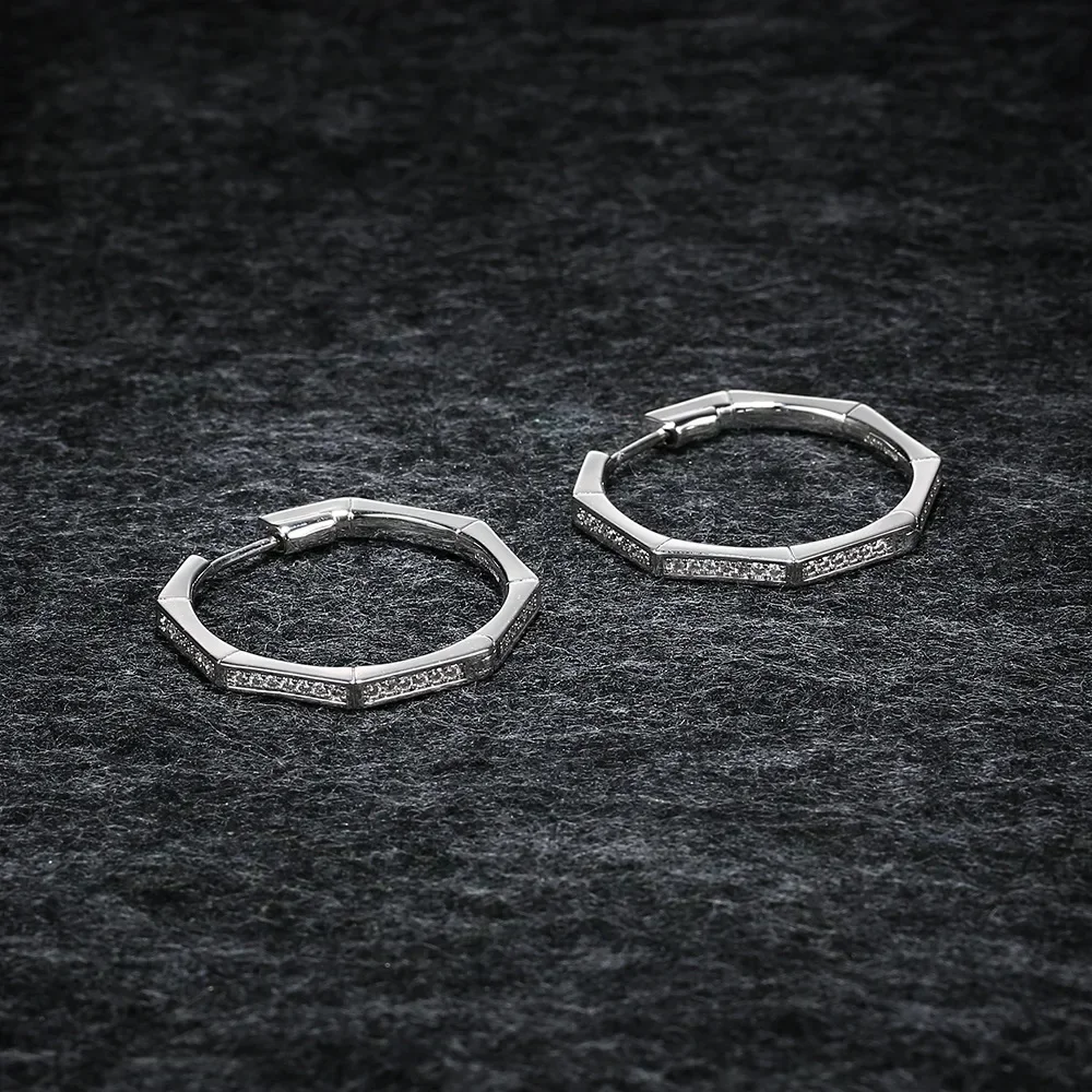 LI KI High Quality 925 Silver Polygon Earrings Multicolor  Jewelry For Girlfriend Gift Free Shipping - view 6