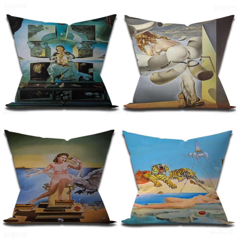 Famous Surrealism By Salvador Dali Stitch Lucky Dragon Pillow Cover Sofa Cushion Cover Home Room Decoration Children Gift