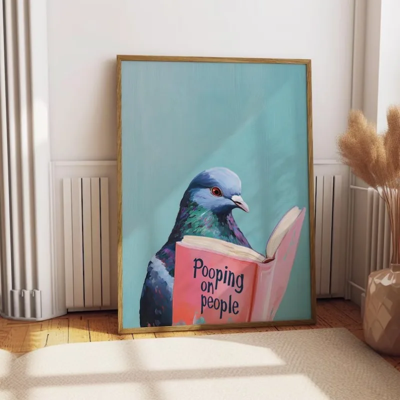 Frameless canvas paintings,Pigeon Reading 