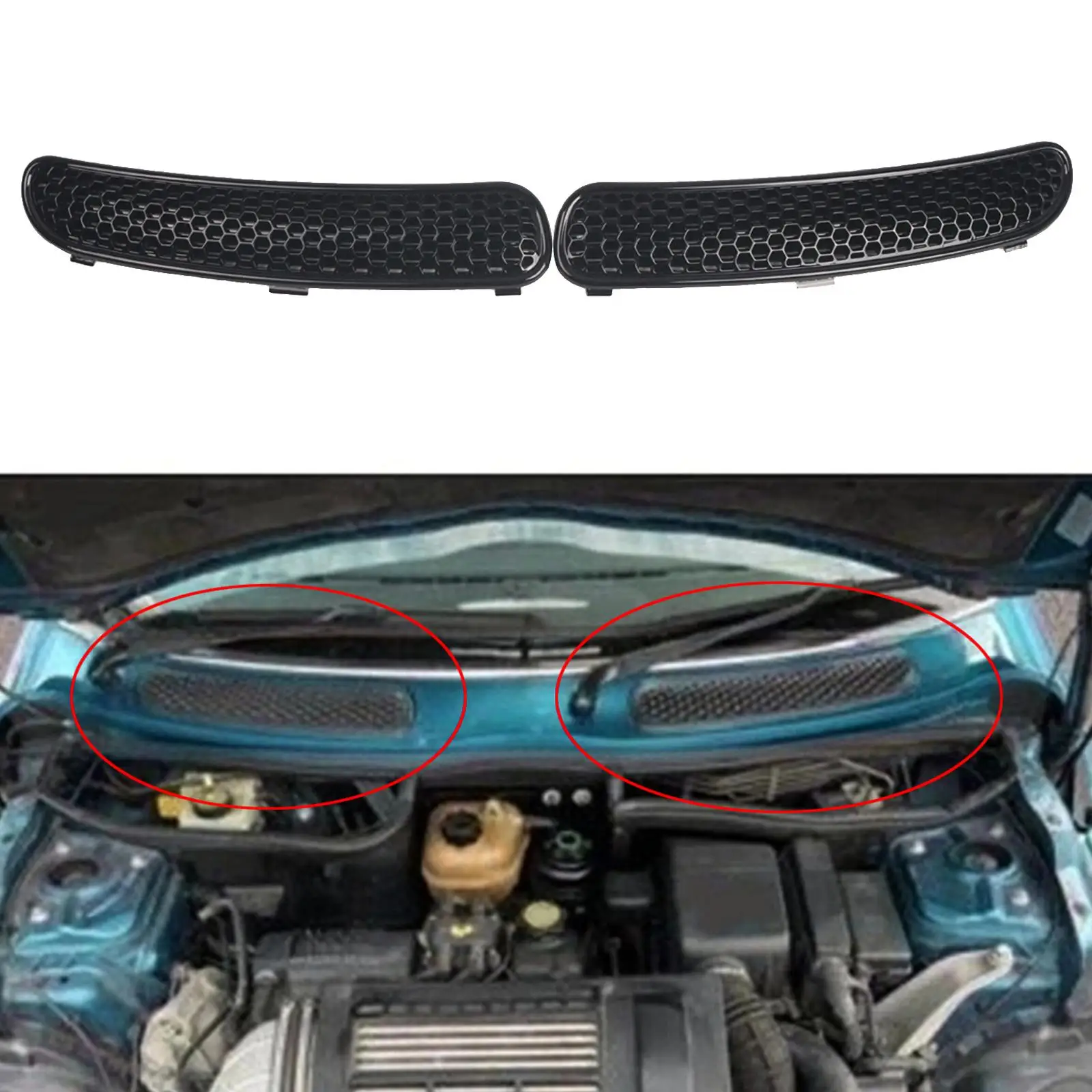 2x Scuttle Vents Grill Windshield Cowl Grille Assembly Vent Cover Panel 51137122505 for Mini R52 11/2002—07/2008