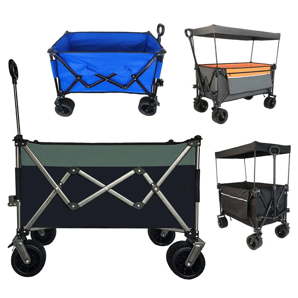 Collapsible Folding Wagon Truck 4 Wheels Portable Folding Wagon To Carry Kids