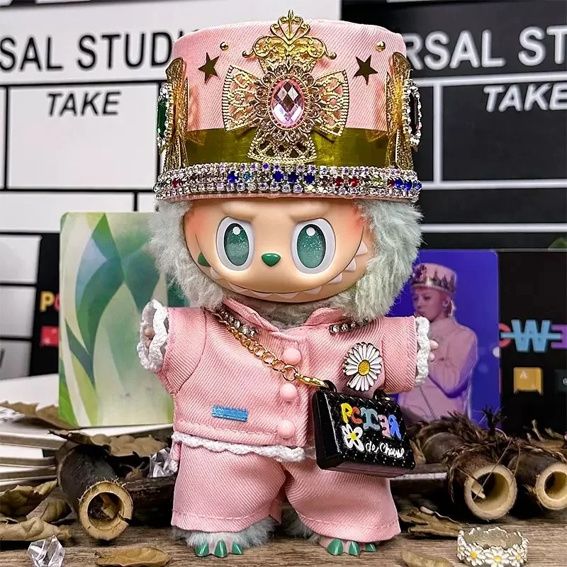 Mini accessorio di abbigliamento per bambola di peluche k-pop idol stesso set di corone rosa Per accessori di abbigliamento labubu V1V2V3 da 15-17 cm (senza bambola)