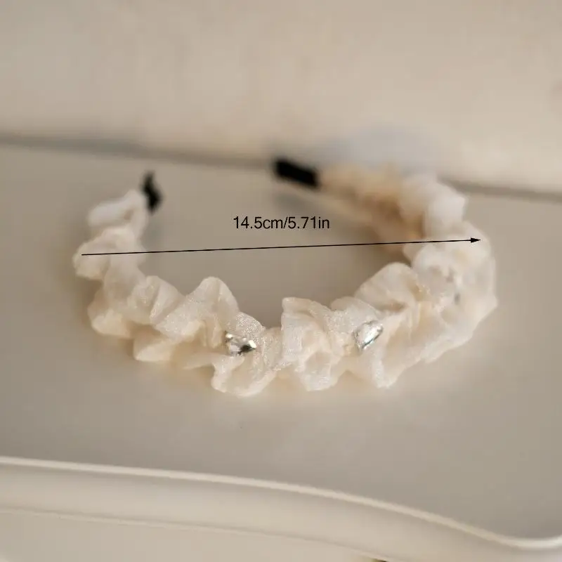 عصابة رأس شبكية مطوية - رباط شعر نسائي من حجر الراين اللامع، لون خالص ومتعدد الاستخدامات لغسل الوجه اليومي/الوجه