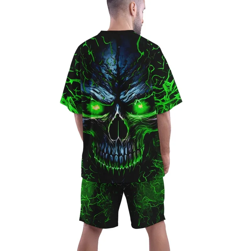 Summer 2025 3D Printed Casual Sports Set Breathable Outdoor Men's T-shirt Shorts Polyester Fiber Two Piece Set