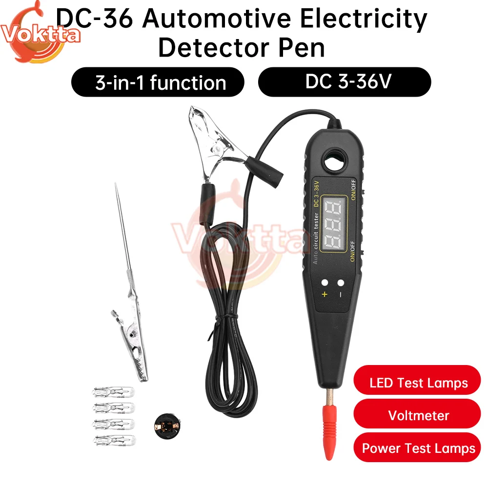 DC 3-36V Voltage Circuit Tester Pen Automotive Electric Pen LED Display Power Probe Voltage Detector Car Repair Diagnostic Tool