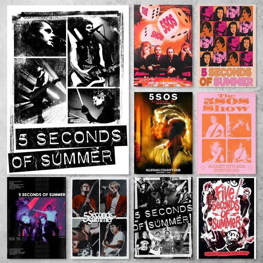 1pc Band 5 S-Seconds Of S-Summer 5SOS Poster High Quality Print Waterproof Wall Art Sticker For Bar Living Room Decor Gift