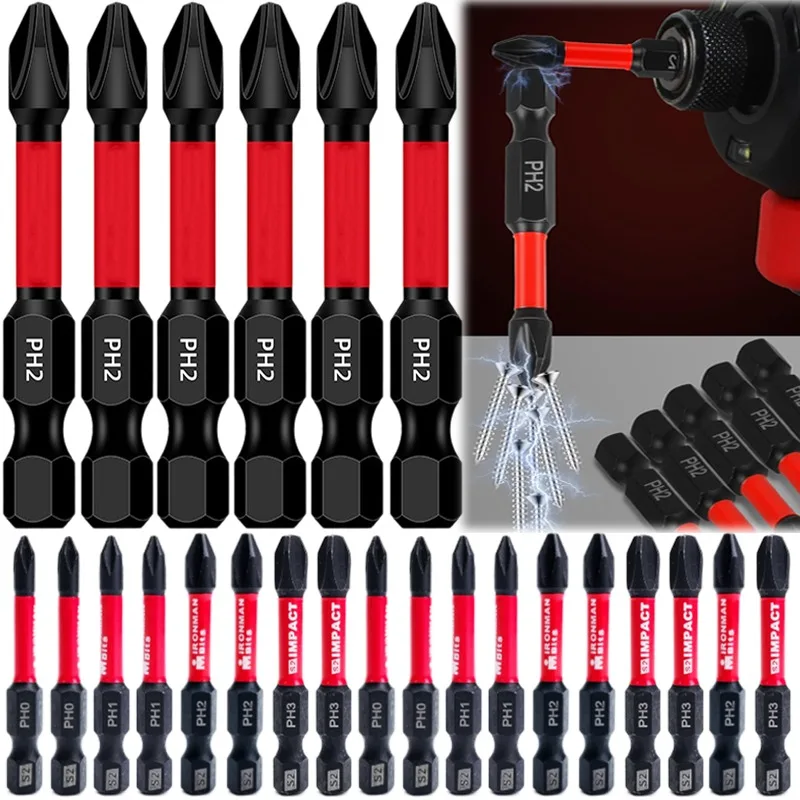 

Impact Magnetic Screwdriver Drill Bits S2 Steel Hex Shank Electric Driver Screw Bits Phillips Electric Power Batch Head PH0-PH3