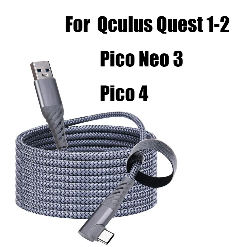 Elbow USB C Cable for VR Oculus Quest 2, Game Accessories, Data Transfer, Quick Charge, 5m, 3M, Gen 1, Pico 4, Neo 3