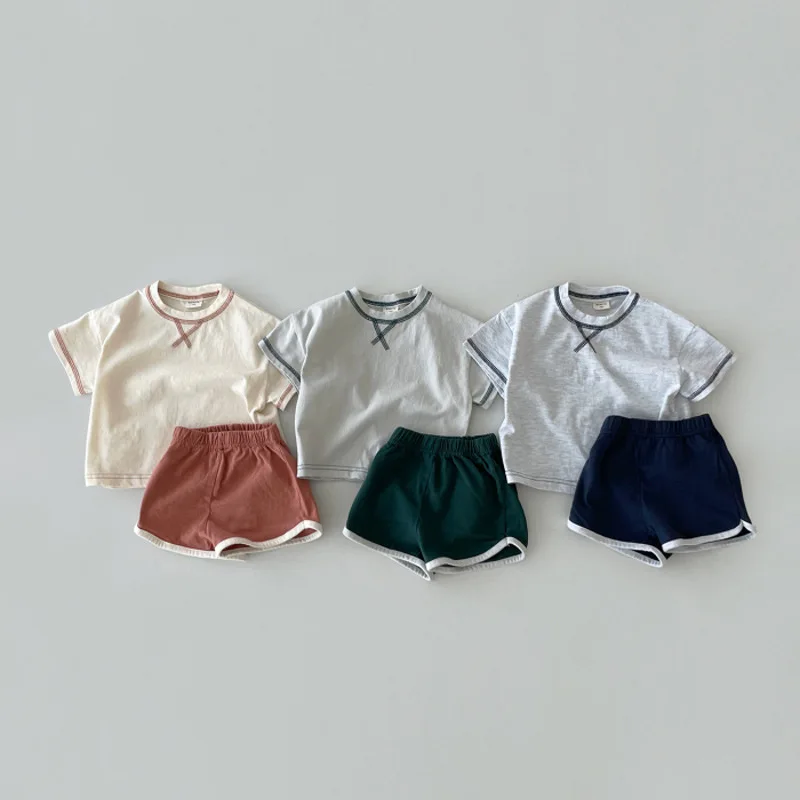 2024 New Baby Summer Short Sleeve Clothes Set Infant Cute Letter Embroidered T Shirt + Shorts 2pcs Suit Baby Cotton Outfits