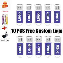 10 sztuk darmowe Logo USB 2.0 metalowe pióro szybkość pamięć USB 4GB 8GB 16GB 32GB 64GB Pendrive pamięć USB Flash Drive