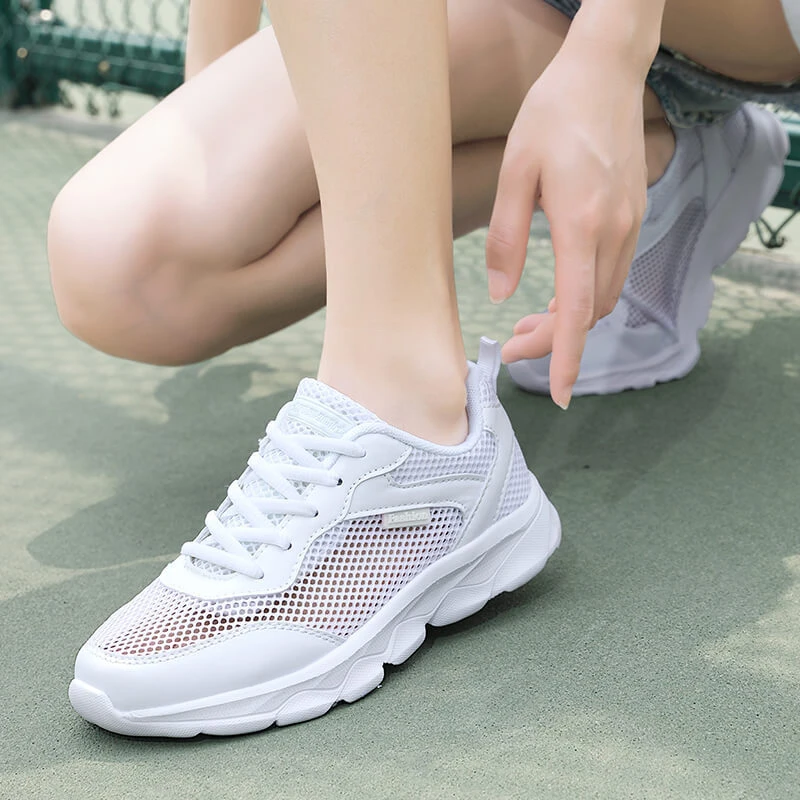 New Summer Sports Shoes Large Net Hollow Women's Casual Shoes Korean Lace-Up Versatile Women's Shoes Comfortable And Breathable