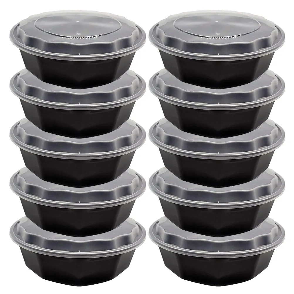 

10Pcs Disposable Boxes PP Material Safe Stackable 2000ml Meal Prep Containers Food Storage Fast Food Packaging