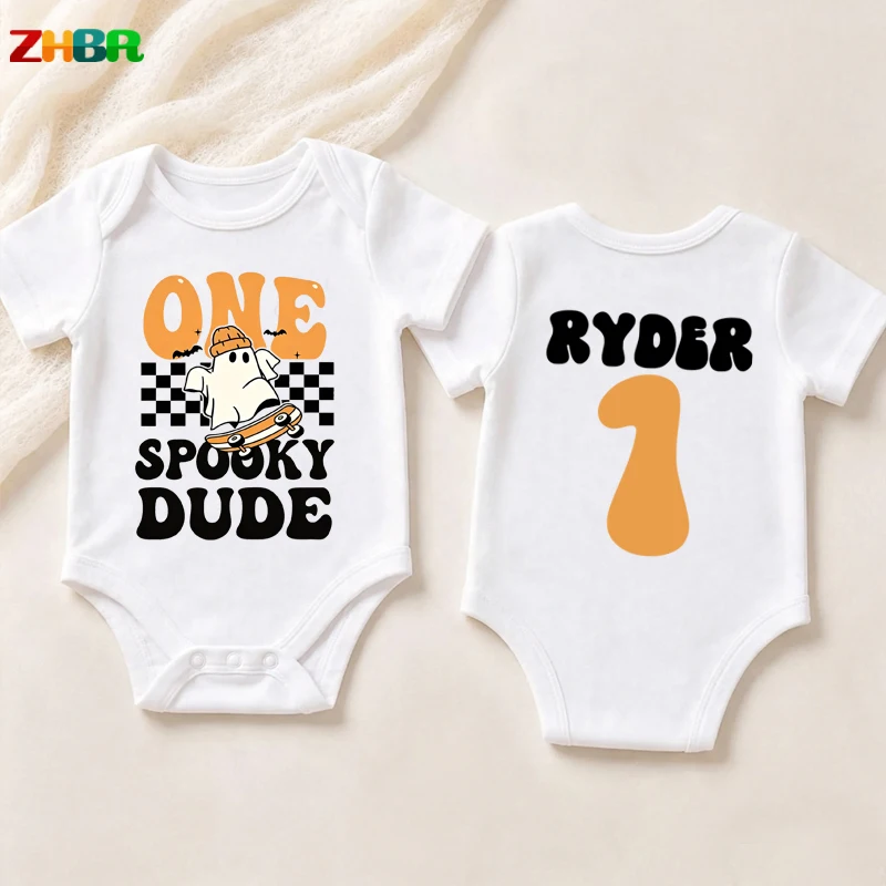 Halloween 1st Birthday Bodysuit Shirt Boy One Spooky Dude Birthday Outfit Matching Family Halloween Party Outfit Baby Onesies
