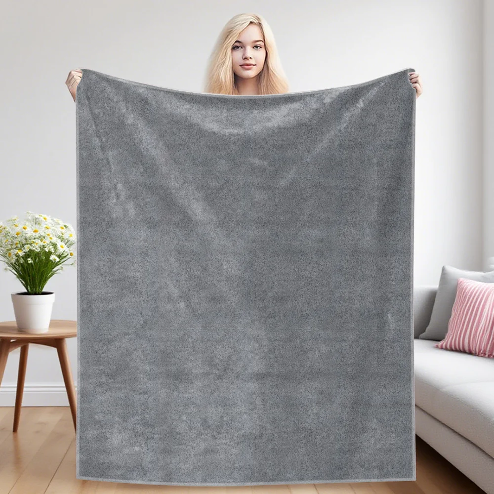 grey Flannel Blanket, Ultra-Fine Fiber, All Season Luxurious Fluffy Blanket Suitable For Beds Or Sofas