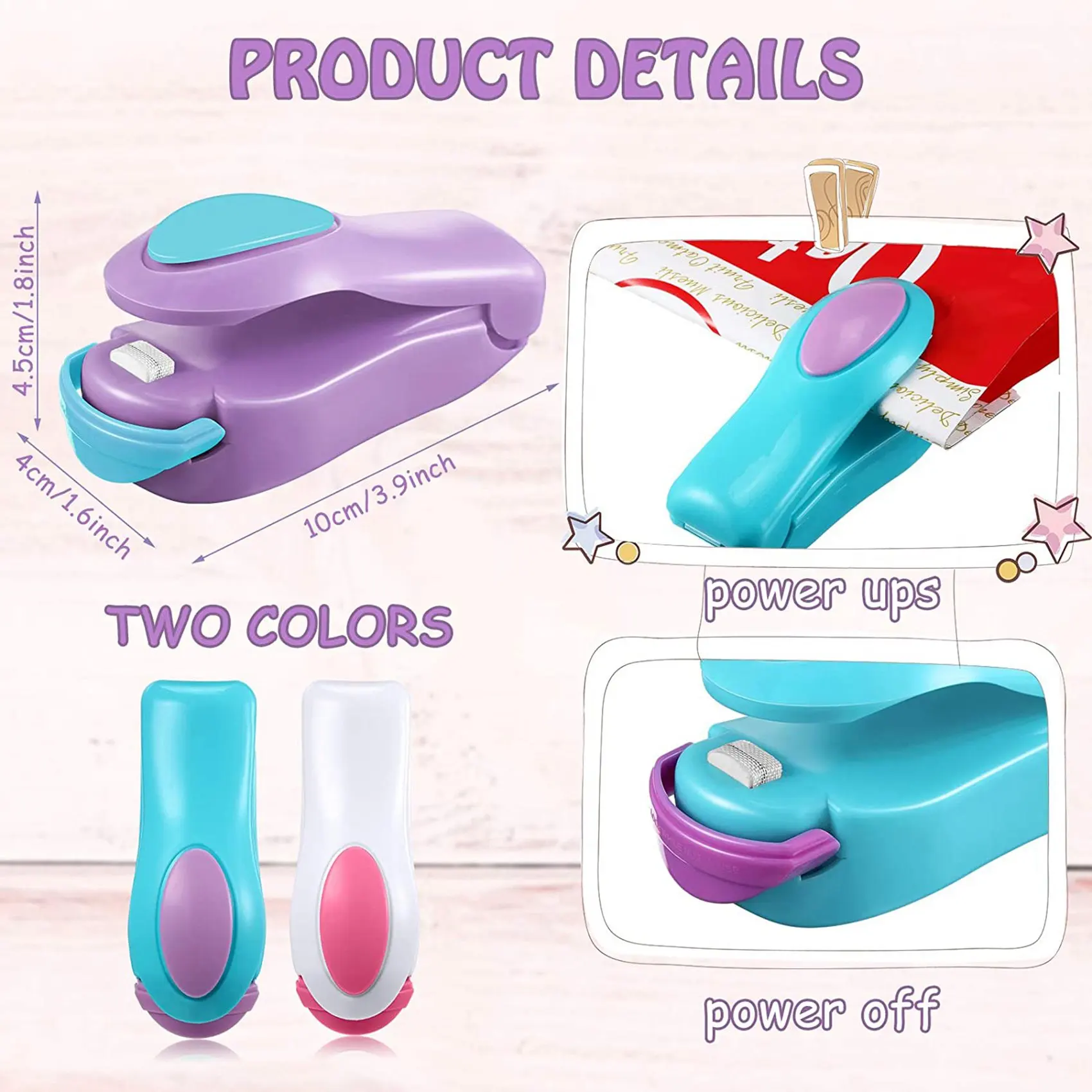 Mini máquina de sellado térmico portátil, sellador de bolsas de calor de mano, bolsas de plástico, ahorro de alimentos, suministros de almacenamiento