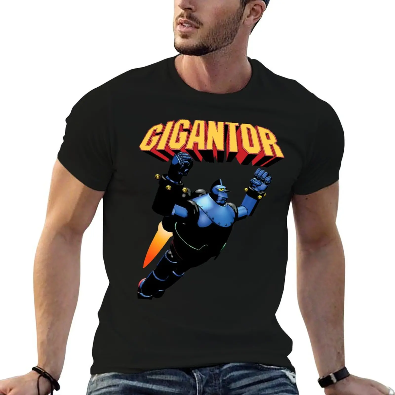 

60s Gigantor the Space Age Robot and Logotype T-Shirt man t shirt cotton printed t shirts for man T-Shirt