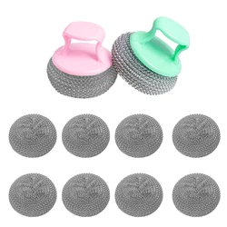 10pcs With 2 Handles Cleaning Sponge Ovens Stainless Steel Scrubber Bathroom