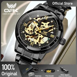 OPK 8165 Mens Watch Original Fashion Brand Luxury Quartz Watch Stainless Steel Watches For Men Waterproof Automatic Watch Reloj