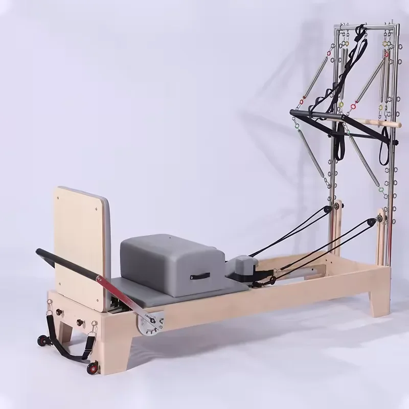 Deren Pilates EquipmentHalf Trapeze Home Studio Maple Wood Pilate Reformer With Half Tower