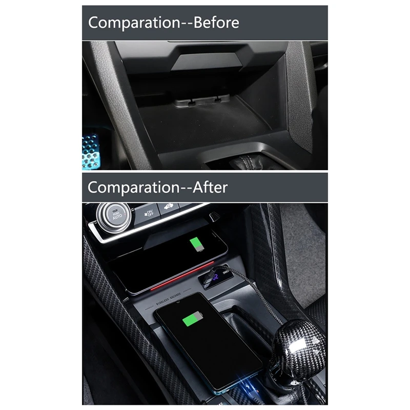 Car Wireless Charger Mobile Phone Fast Charging Holder Charger Board For Honda Civic