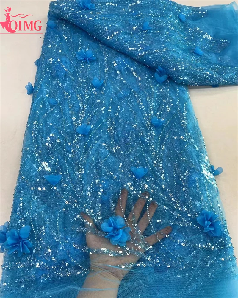 

OIMG Luxury African Sequins Beaded Lace Fabric 2024 High Quality Groom Nigerian Wedding Bridal Embroidery French Tulle Sewing