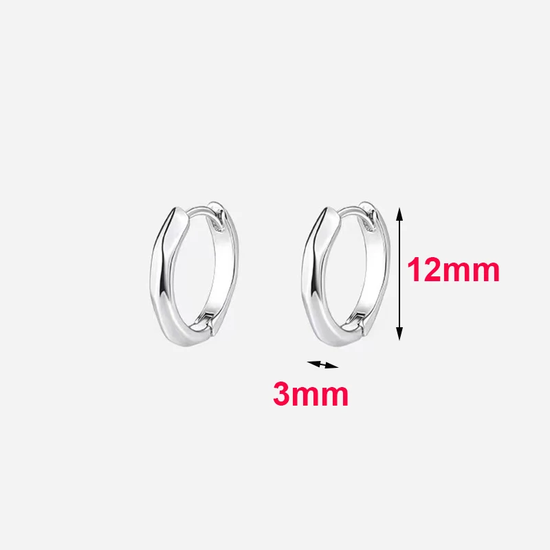 Real 925 Sterling Silver  Geometric Round Stud Earrings For Women Classic Fine Jewelry Exquisite Accessories
