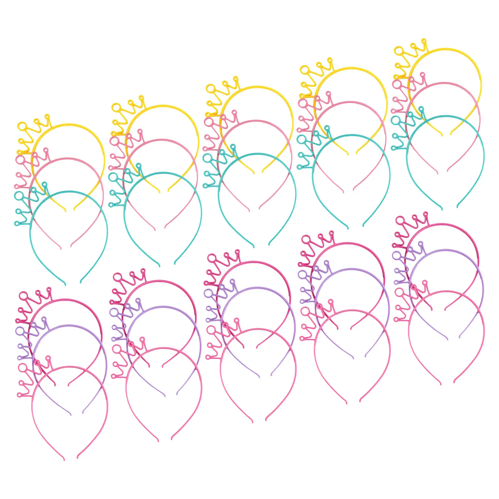 

30Pcs Princess Crown Headbands Candy Color Plastic Crowns Birthday Party Hair Hoops Kids Girls Lightweight Comfortable