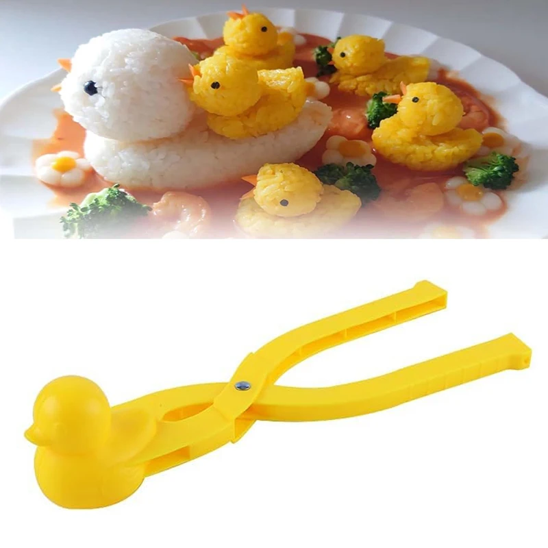Lindo pato en forma de arroz molde fabricante Clip niños al aire libre plástico pato arroz molde DIY bola de nieve fabricante Sushi molde con mango